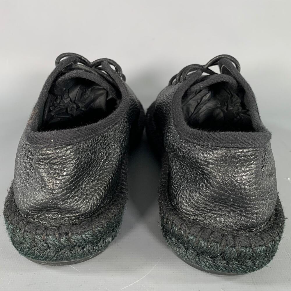 SAINT LAURENT Size 8 Black Crackled Leather Yacht Lace Up Shoes - Picture 3 of 9